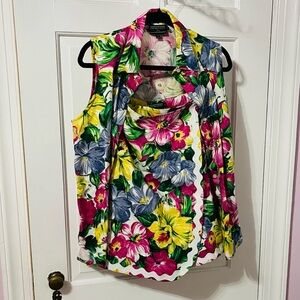 J. McLaughlin Multicolor Floral Blouse with Scarf